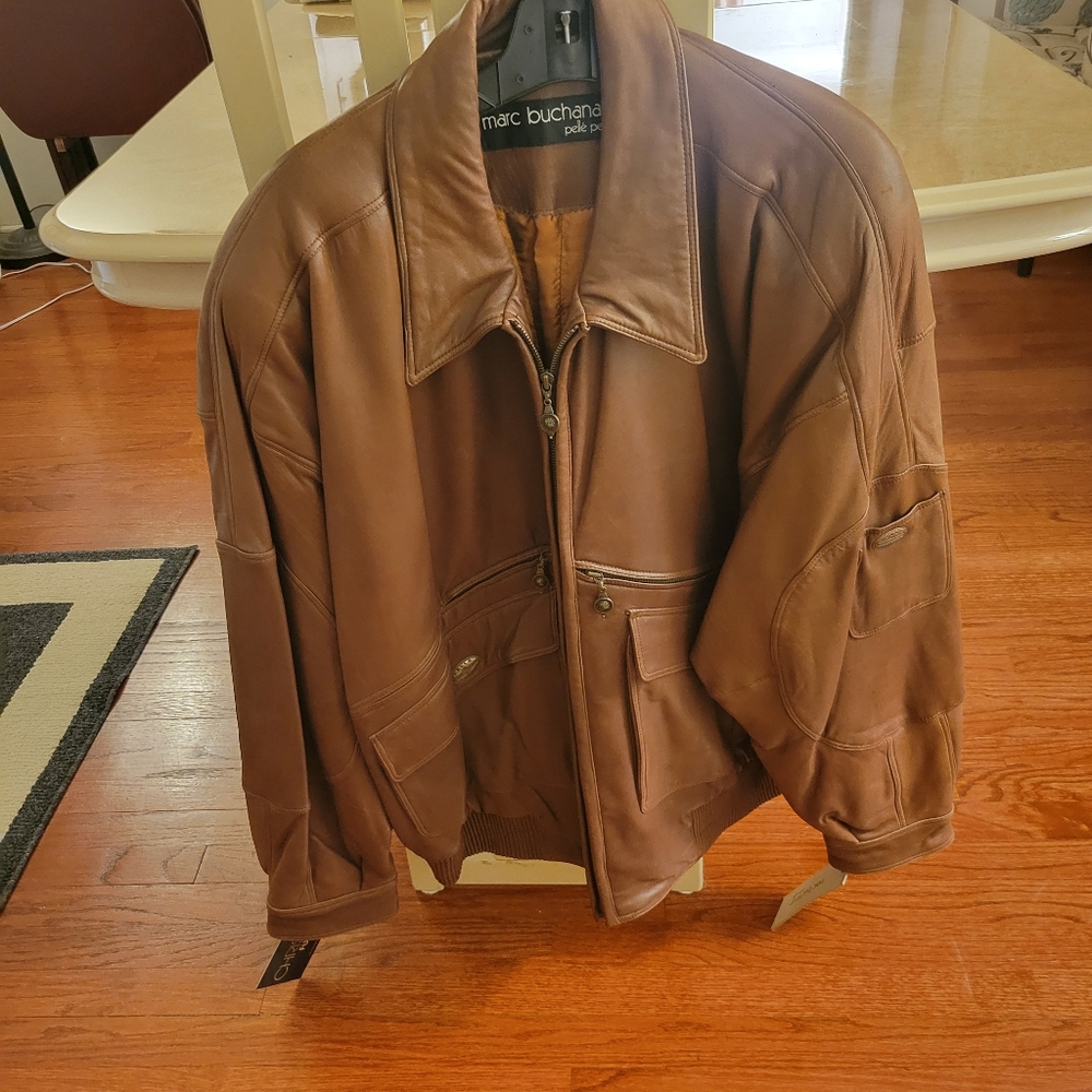 NWT Brown Leather Marc Buchanan Pelle Jacket